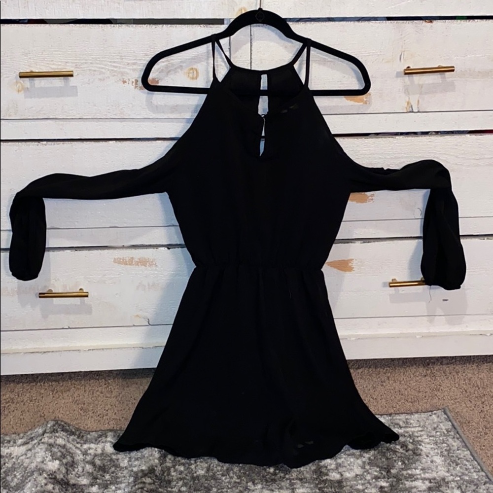 Off the shoulder black long sleeve dress